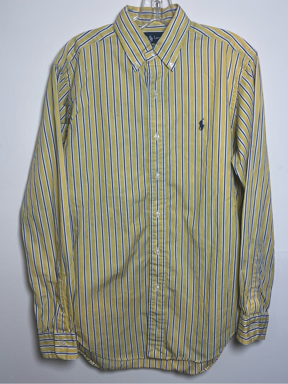 Men's Ralph Lauren Yellow Navy White Striped Button-Down Shirt
